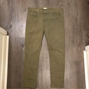 Green skinny brushed jeans